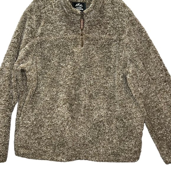 Alpine Sherpa Jacket Mens Members Mark Sweater 2XL Putty Brown Pullover 1/4 Zip - Picture 4 of 8
